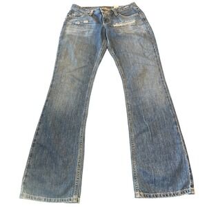 Y2K MMM Couture  Distressed Flare Jeans Blue Low Rise Wide Leg Size 7 Mexico